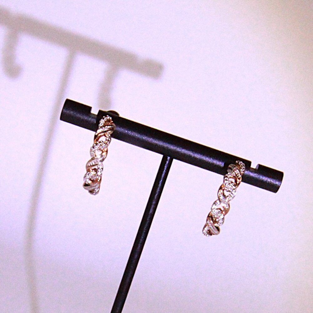 Vintage Diamond Earring Gold Plated over .925 Sterling Silver Signed .925 SUN